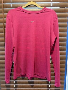 Nike Long Sleeve Tee in Fuchsia Pink with Small Swoosh